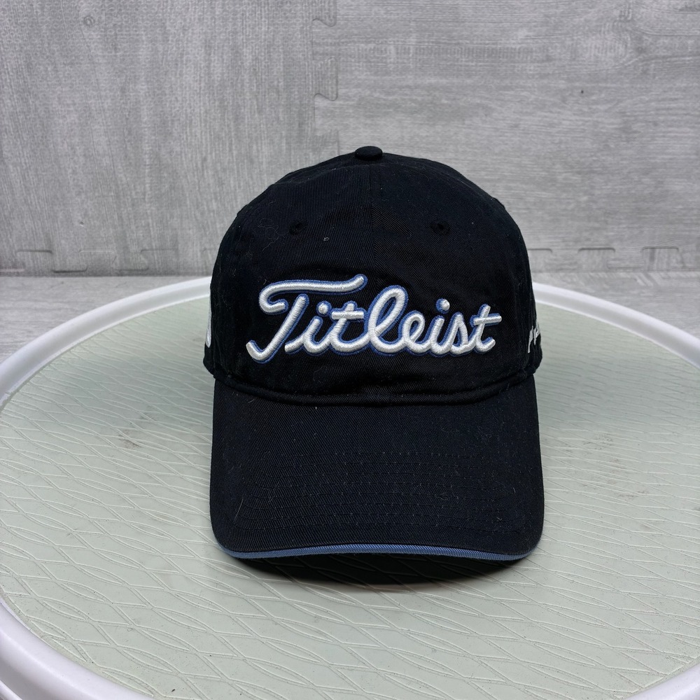 Titleist Golf Hat Mens OSFA Black Cotton Pro V1 FootJoy Adjustable Strapback Cap